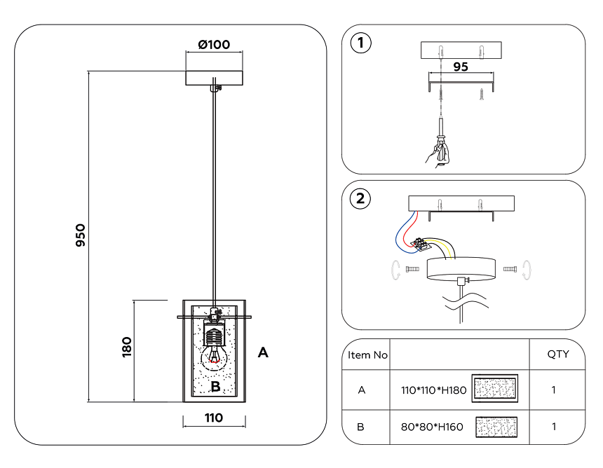 TR3680 GD/CL/FR золото/прозрачный/белый матовый E14 max 40W D110*950